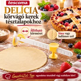 Delícia Derelyevágó kerek szeletekhez – edukáló kép használati tanácsokkal