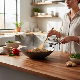 de Buyer Carbon Plus szénacél wok 35 cm-es