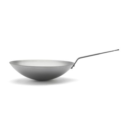 de Buyer Carbon Plus szénacél wok 35 cm – félgömb alakú, ergonomikus nyéllel