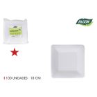 Eldobható papírtányér szögletes fehér18 cm 100 db / csomag