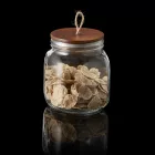 1000 ml-es rusztikus üvegtégely fa tetővel és zsinóros fogantyúval – ajándékcsomagoláshoz