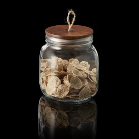 1000 ml-es rusztikus üvegtégely fa tetővel és zsinóros fogantyúval – ajándékcsomagoláshoz