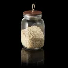 1500 ml-es üvegtégely fa tetővel – dekoratív rusztikus ajándékcsomagoláshoz