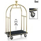 Bőröndszállító körbe gumis lökhárítóval integrált ruhatartó sínnel 3,8 cm-es titán arany csővázzal 2 forgós fékezhető és 2 db fix 15 cm kerékkel fekete szőnyeggel