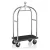 Bőröndszállító körbe gumis lökhárítóval integrált ruhatartó sínnel 5 cm-es polírozott rozsdamentes csővázzal 2 forgós fékezhető és 2 db fix 20 cm kerékkel fekete szőnyeggel