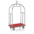 Bőröndszállító körbe gumis lökhárítóval integrált ruhatartó sínnel 3,8 cm-es polírozott rozsdamentes acél csővázzal 2 forgós fékezhető és 2 db fix 15 cm kerékkel piros szőnyeggel