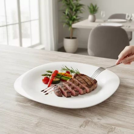 Palaos 28 cm-es szögletes lapostányér - 6 db-os csomag, edzett üveg