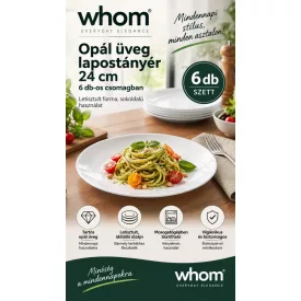 Whom 24 cm-es főételes lapostányér 6 db-os csomag - edzett üveg
