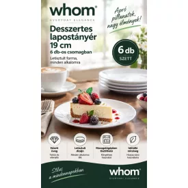 Whom 19 cm-es desszertes lapostányér 6 db-os csomag - edzett üveg