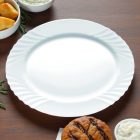 Ebro ovális sültes tál 35×26,7 cm – Bormioli Rocco opál üveg, finoman díszített, elegáns tál húsételekhez és köretekhez