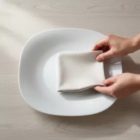 Bormioli Rocco PARMA fehér lapos tányér 27x27 cm – 6 darabos csomag, opál üveg tányér modern, szögletes formában