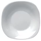 Parma fehér szögletes mélytányér 23×23 cm, 0,6 liter – Bormioli Rocco opál üveg, modern, strapabíró tányér levesekhez és tésztákhoz
