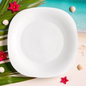 Bormioli Rocco PARMA fehér szögletes desszert tányér 20x20 cm – 6 darabos csomag, opál üveg, modern és letisztult formavilág