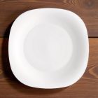 PARMA fehér szögletes desszert tányér 20x20 cm felülnézetből – Bormioli Rocco opál üveg, modern, minimalista kialakítással