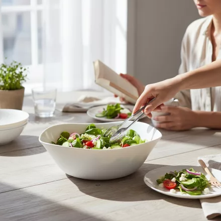 Parma fehér salátástál 24×24 cm, 2 liter – Bormioli Rocco opál üveg, strapabíró, modern tál salátákhoz és köretekhez