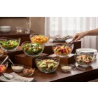 svédasztalos büfé üveg tálakkal és kínálással