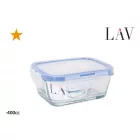 Lav üveg ételtároló 400 ml – csatos fedeles, hermetikusan záró üveg edény étel frissen tartásához