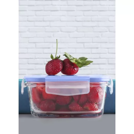 Lav üveg ételtároló-hútőtároló 400 ml-es edény hermetikusan záró csatos fedővel