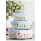 Lav üveg ételtároló-hútőtároló 400 ml-es edény hermetikusan záró csatos fedővel