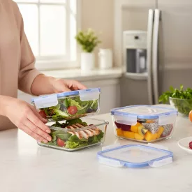 Lav üveg ételtároló-hútőtároló 720 ml-es edény hermetikusan záró csatos fedővel