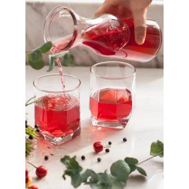 Tuana whiskys pohár 320 ml, Lav üveg, különleges formájú üvegpohár italokhoz, 6 darabos szett