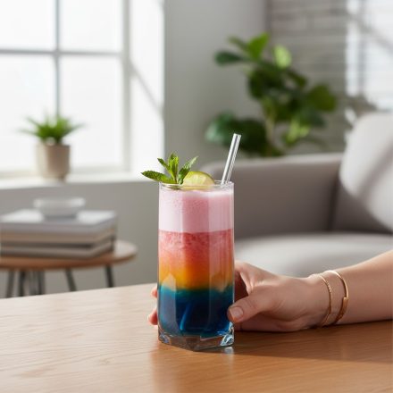 Tuana longdrink pohár 340 ml – Lav üveg, modern szögletes forma