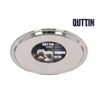 35 cm-es kerek inox tálca 2 cm-es peremmel – rozsdamentes acél szervírozó tálca elegáns tálaláshoz