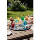 45 cm-es kerek inox tálca 2,4 cm-es peremmel – rozsdamentes szervírozó tálca elegáns tálaláshoz