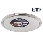 45 cm-es kerek inox tálca 2,4 cm-es peremmel – rozsdamentes szervírozó tálca elegáns tálaláshoz