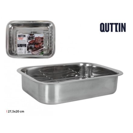 Sütőtepsi ráccsal 27,5x20 cm, inox rozsdamentes acélból – húsokhoz, zöldségekhez, pékárukhoz
