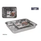 Sütőtepsi ráccsal 38x28 cm inox – nagyméretű rozsdamentes acél tepsi kivehető ráccsal