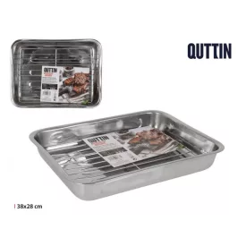 Sütőtepsi ráccsal 38x28 cm inox – nagyméretű rozsdamentes acél tepsi kivehető ráccsal