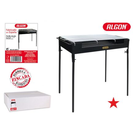 Algon faszenes grill – fekete, 80×42×80 cm, állítható magaságú, kültéri grillsütő kerekekkel