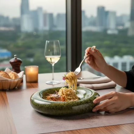 Cleopatra reaktív mázas, fészekformájú gourmet tányér erdei mohazöld színű 28 cm-es