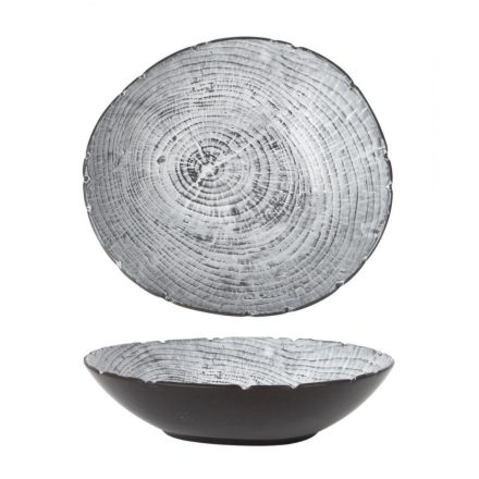 Ledo porcelán prezentációs mélytányér – 23x6 cm, rusztikus fatörzs mintával, rizottókhoz és levesekhez