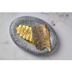 Ledo porcelán ovális gourmet tálaló – 24x17x4 cm, rusztikus fatörzs mintával, tapasok és desszertek tálalásához