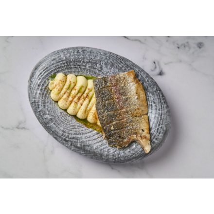 Ledo porcelán ovális gourmet tálaló – 24x17x4 cm, rusztikus fatörzs mintával, tapasok és desszertek tálalásához