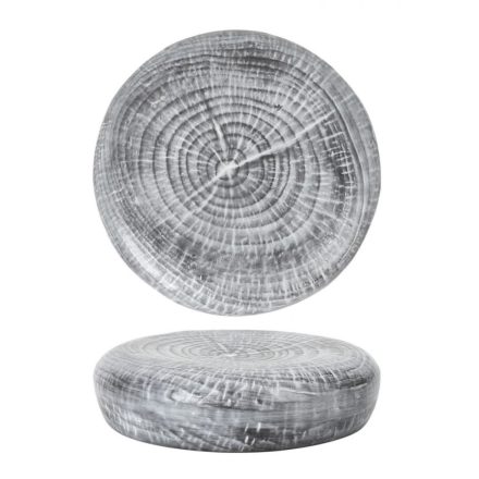 Ledo porcelán ovális gourmet kör tálaló – 15x3,5 cm, rusztikus fatörzs mintával, amuse bouche és kreatív desszertek tálalásához