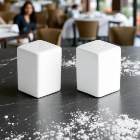 Szögletes porcelán só- és borsszóró 4x4x5,5 cm