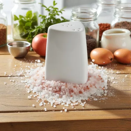 Háromszög alakú porcelán sószóró – fehér, elegáns asztali kiegészítő
