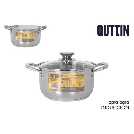 Quttin Neron lábas 4 literes, 20 cm-es üveg fedővel – indukciós, rozsdamentes, spanyol edény
