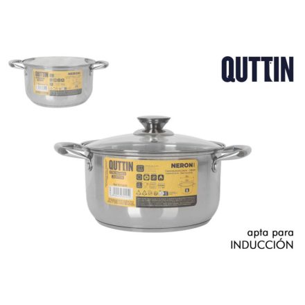 Quttin Neron lábas 5 literes, 22 cm-es, indukciós, üvegfedős – spanyol rozsdamentes edény