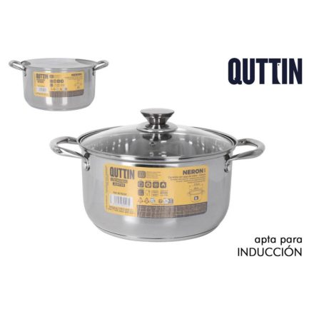 Quttin Neron lábas 8 literes, 26 cm-es, üvegfedős, indukciós – spanyol rozsdamentes edény