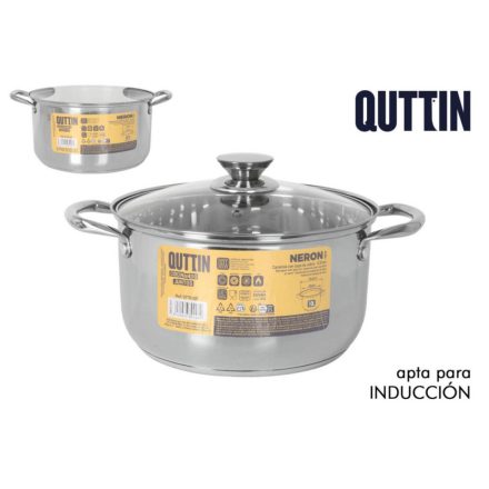 Quttin Neron lábas 10 literes, 28 cm átmérőjű, üvegfedős, indukciós kompatibilis – spanyol rozsdamentes edény