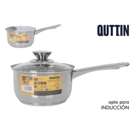 Quttin Neron nyeles gyorsforraló üveg fedővel, 2 literes, 16 cm-es, indukciós – ideális reggelihez és kisebb adagokhoz
