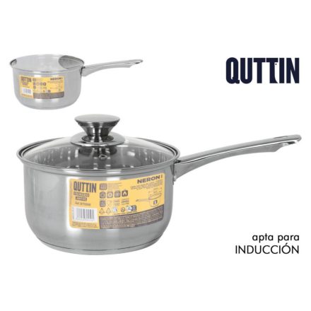 Quttin Neron nyeles gyorsforraló, 3 literes, 18 cm-es, üveg fedővel – tej, leves, reggeli főzéséhez ideális