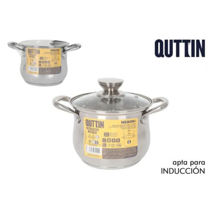 Quttin Neron fazék 3 literes, 18 cm-es, üveg fedővel – indukciós edény panziókba, főzelékekhez, magyaros levesekhez