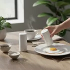 Só - és borsszóró 2 részes szett fehér porcelán 9x3,8 cm