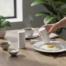   Só - és borsszóró 2 részes szett fehér porcelán 9x3,8 cm