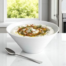 Sorolható porcelán tálka 75 ml – bordázott belső, fehér kivitel